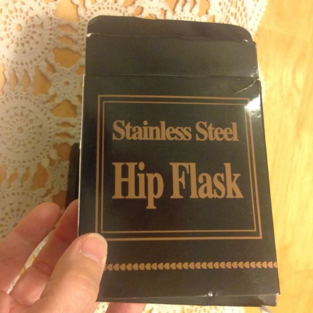 Stainless Steel Hip Flask, black, nwot
